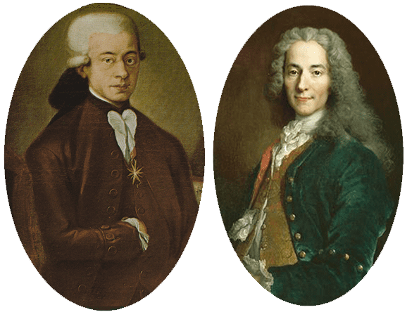 Mozart et Voltaire deux Franc-Maçon illustres